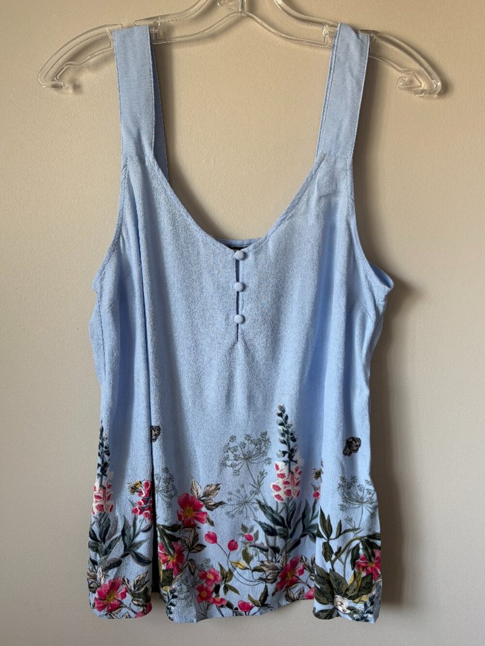 Joules Blue Floral Kyra Print Tank Top Blouse Cami 8 Medium M
